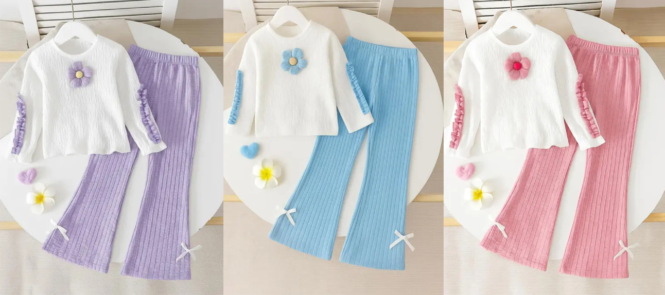 Little Princess Premium Outfit – Floral Design Top & Pant Set for Girls